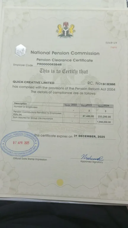 Pension Compliance Clearance
